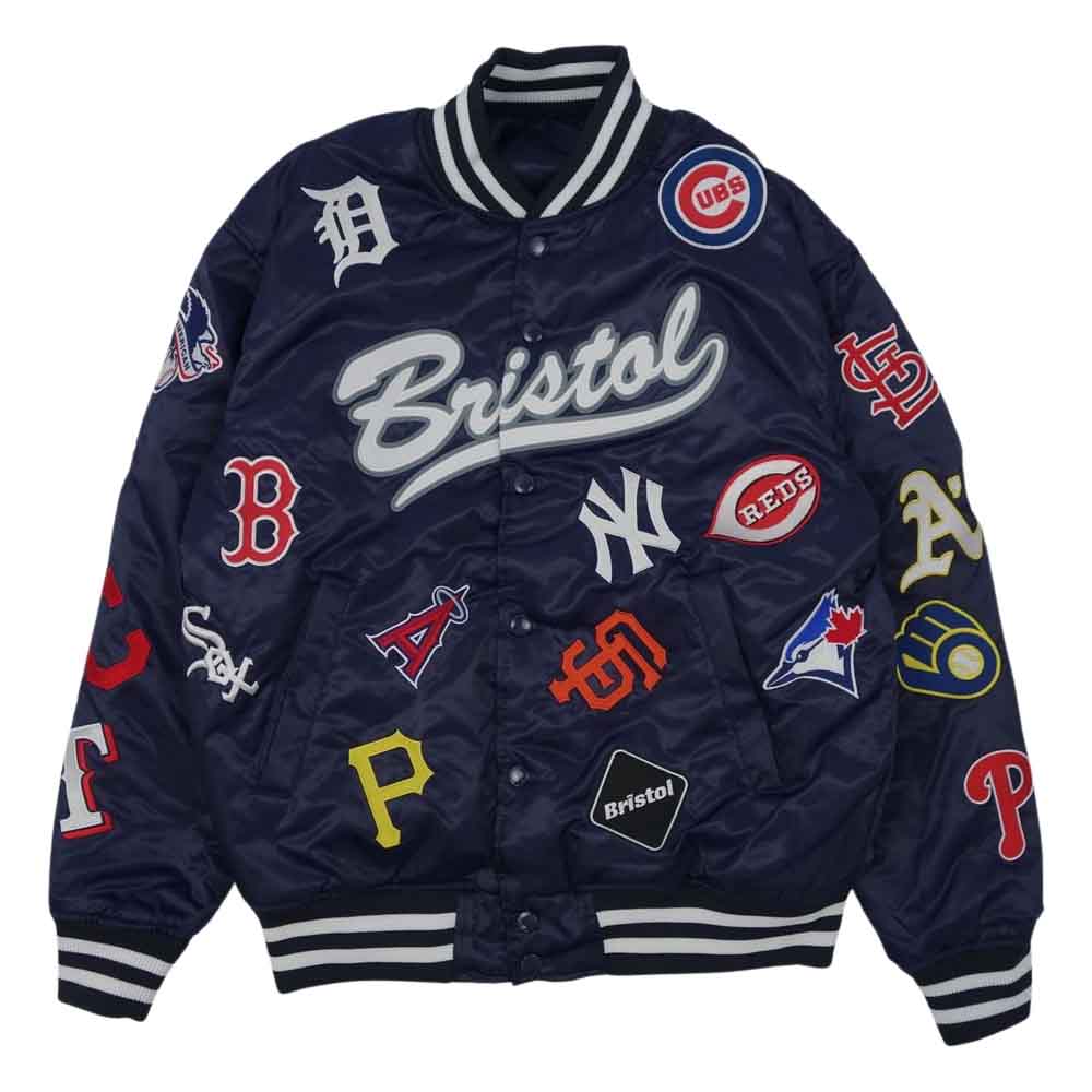 F.C.R.B. エフシーアールビー 21AW FCRB-212014 Fanatics MLB TOUR ALL TEAM REVERSIBLE VARSITY JACKET NEW YORK YANKEES ヴァーシティ ジャケット ネイビー系 L【新古品】【未使用】【中古】
