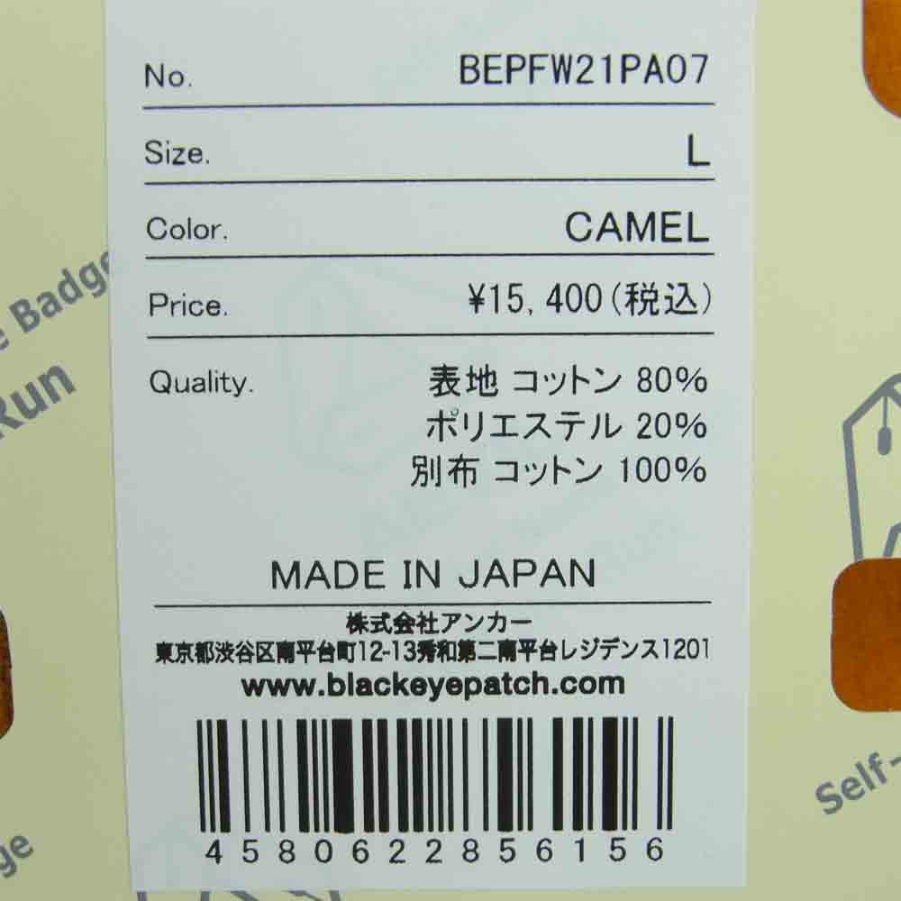 ブラックアイパッチ BEPFW21PA07 B EMBLEM PIPING VELOUR SHORTS B エンブレム ベロア ショーツ ショートパンツ L【新古品】【未使用】【中古】