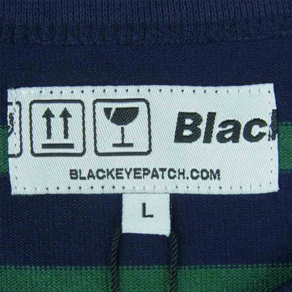 ブラックアイパッチ BEPFW21TE04 OG LABEL BORDERED L/S TEE ボーダー 長袖 Tシャツ ネイビー系 グリーン系 L【新古品】【未使用】【中古】