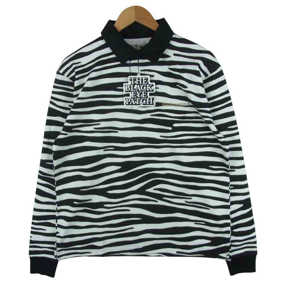 ブラックアイパッチ BEPFW21TP10 ZEBRA STRIPED RUGBY SHIRT ゼブラ柄 長袖 ラグビー シャツ S【新古品】【未使用】【中古】