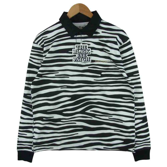 ブラックアイパッチ BEPFW21TP10 ZEBRA STRIPED RUGBY SHIRT ゼブラ柄 長袖 ラグビー シャツ S【新古品】【未使用】【中古】
