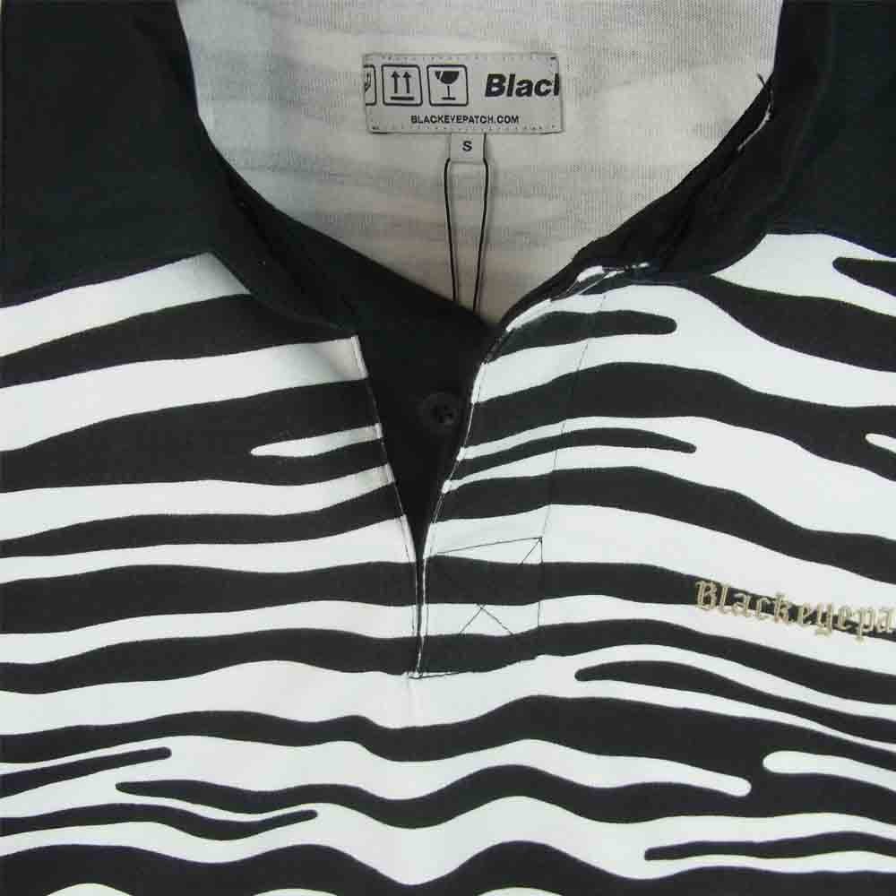 ブラックアイパッチ BEPFW21TP10 ZEBRA STRIPED RUGBY SHIRT ゼブラ柄 長袖 ラグビー シャツ S【新古品】【未使用】【中古】
