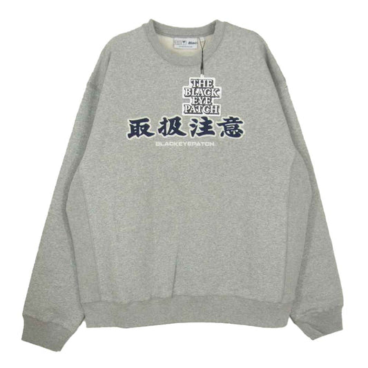 ブラックアイパッチ BEPFW21TP09 HANDLE WITH CARE CREW SWEAT クルーネック スウェット  グレー系 L【新古品】【未使用】【中古】