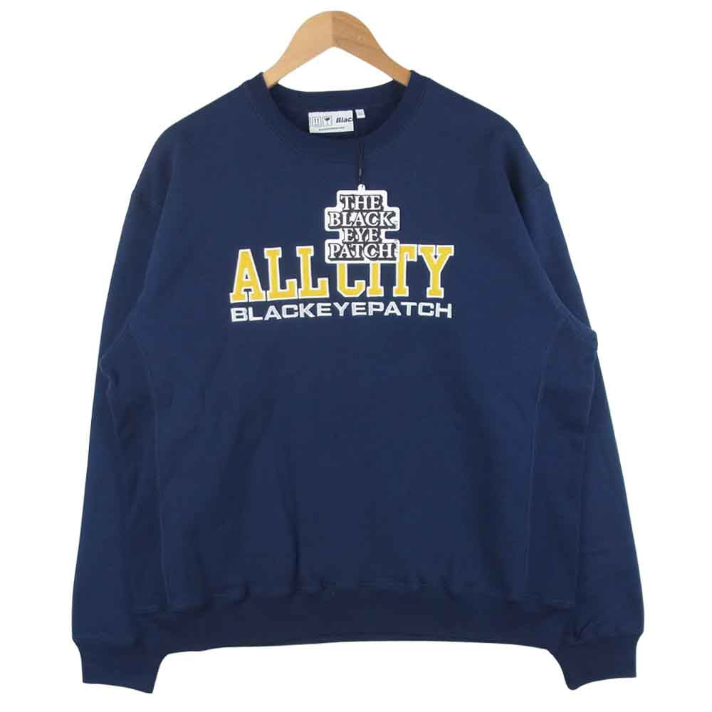 ブラックアイパッチ BEPFW21TP02 ALL CITY CREW SWEAT クルーネック スウェット  ネイビー系 L【新古品】【未使用】【中古】