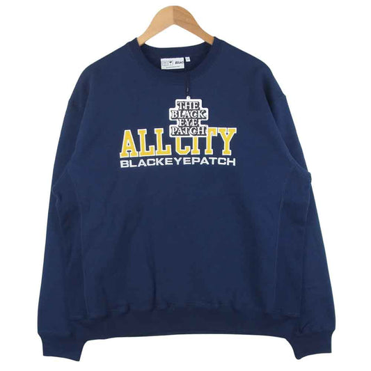 ブラックアイパッチ BEPFW21TP02 ALL CITY CREW SWEAT クルーネック スウェット  ネイビー系 L【新古品】【未使用】【中古】