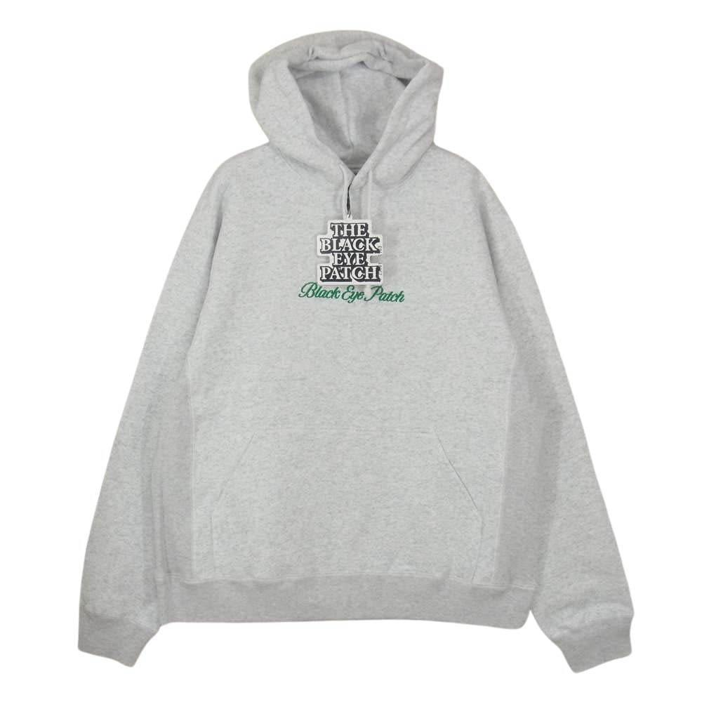 ブラックアイパッチ BEPFW21TP04 ROYAL SCRIPT HOODIE フーディ パーカー グレー系 M【新古品】【未使用】【中古】