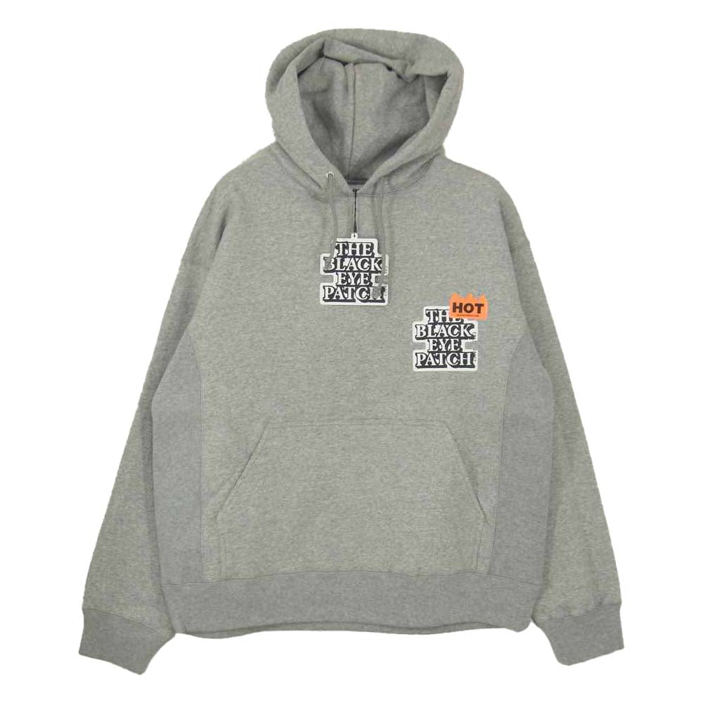 ブラックアイパッチ HOT LABEL HOODIE ホット ラベル フーディー グレー グレー系 M【新古品】【未使用】【中古】