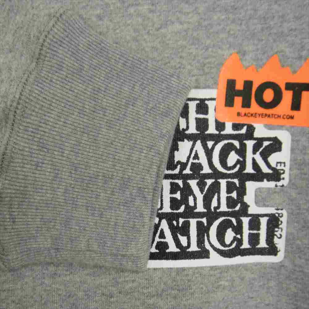 ブラックアイパッチ HOT LABEL HOODIE ホット ラベル フーディー グレー グレー系 M【新古品】【未使用】【中古】