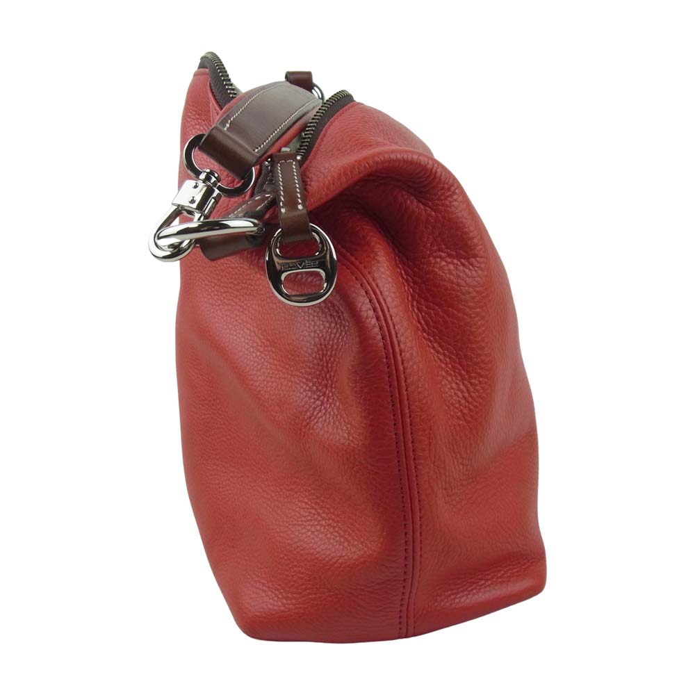 ソメスサドル 1ハンドル 2way ポーチ付き トート バッグ ショルダー レッド系【極上美品】【中古】