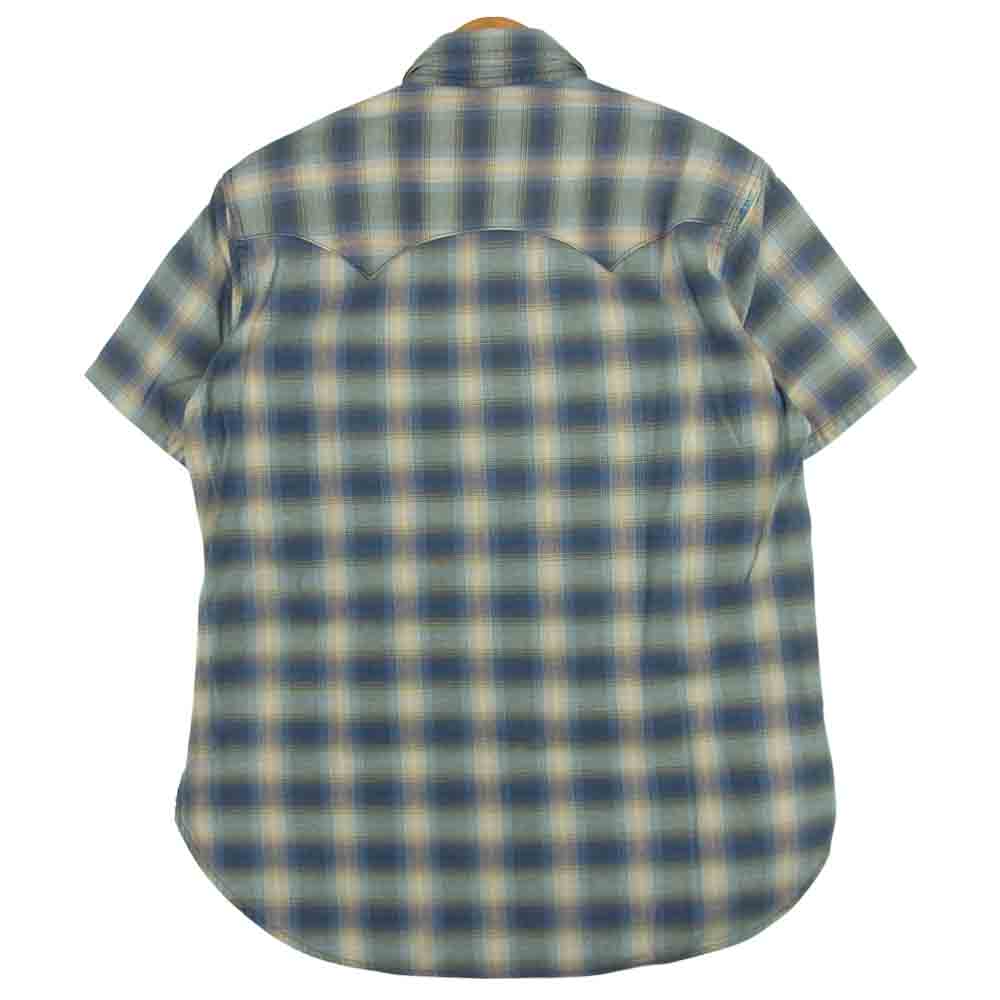 The REAL McCOY'S ザリアルマッコイズ JOE McCOY ジョーマッコイ ウエスタン チェック 半袖 シャツ グレイッシュブルー系 14【中古】