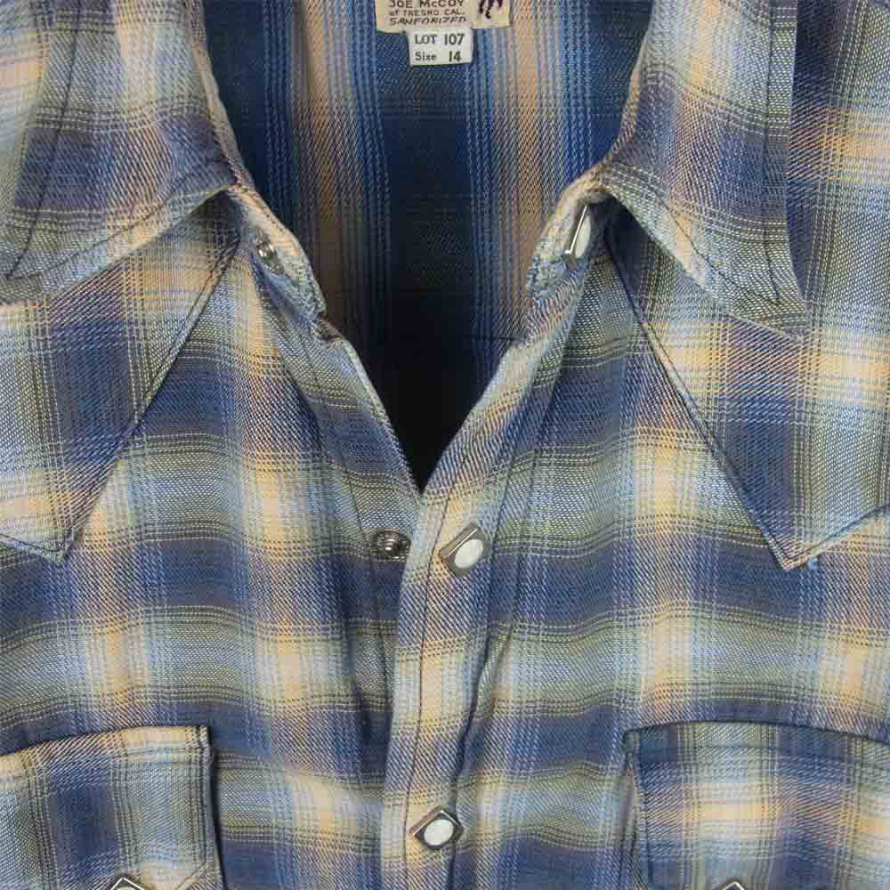 The REAL McCOY'S ザリアルマッコイズ JOE McCOY ジョーマッコイ ウエスタン チェック 半袖 シャツ グレイッシュブルー系 14【中古】