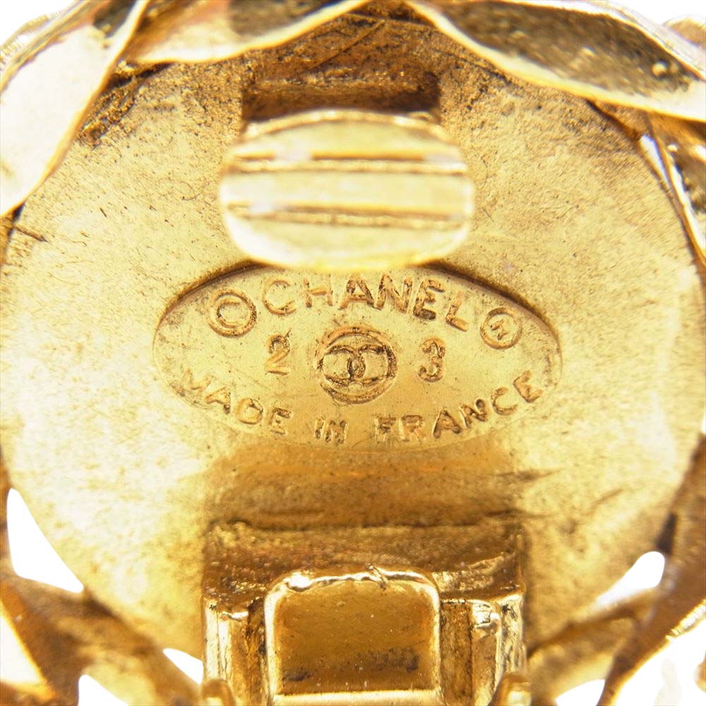CHANEL シャネル 2/3 ココマーク ラインストーン ゴールド系【中古】