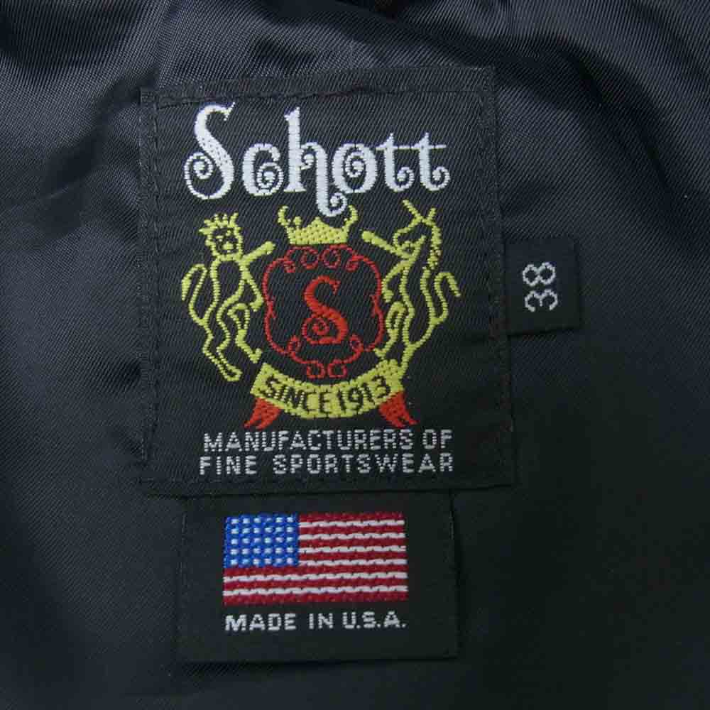 schott ショット 7005 国内正規品 USA製 LAMB HOOD DOWN JACKET 羊皮 ラム レザー ダウン ジャケット 38【中古】