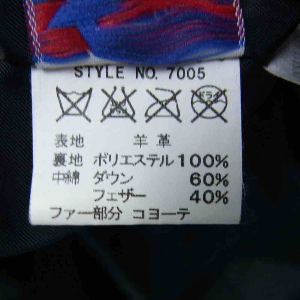 schott ショット 7005 国内正規品 USA製 LAMB HOOD DOWN JACKET 羊皮 ラム レザー ダウン ジャケット 38【中古】