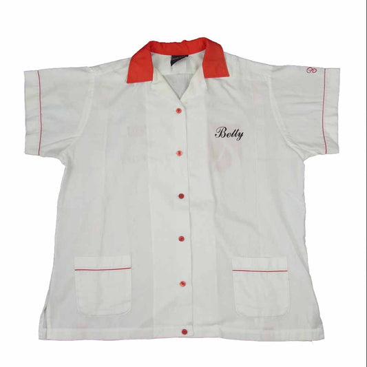 ヒルトン 80s ヴィンテージ ブロックロゴ紺タグ 半袖 ボーリング シャツ ホワイト系【中古】