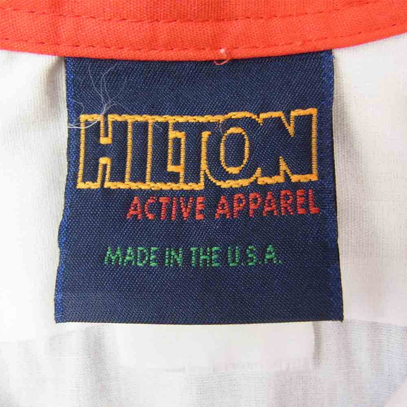ヒルトン 80s ヴィンテージ ブロックロゴ紺タグ 半袖 ボーリング シャツ ホワイト系【中古】