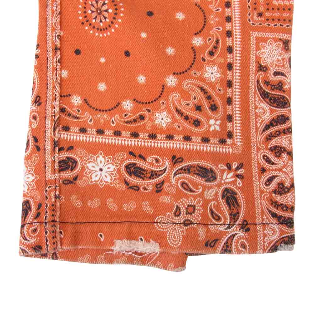 ロジック ×Revenge Gallery 19SS リベンジギャラリー ペイズリー ボンテージ ダメージ加工 バンダナ カーゴパンツ オレンジ系 M【中古】