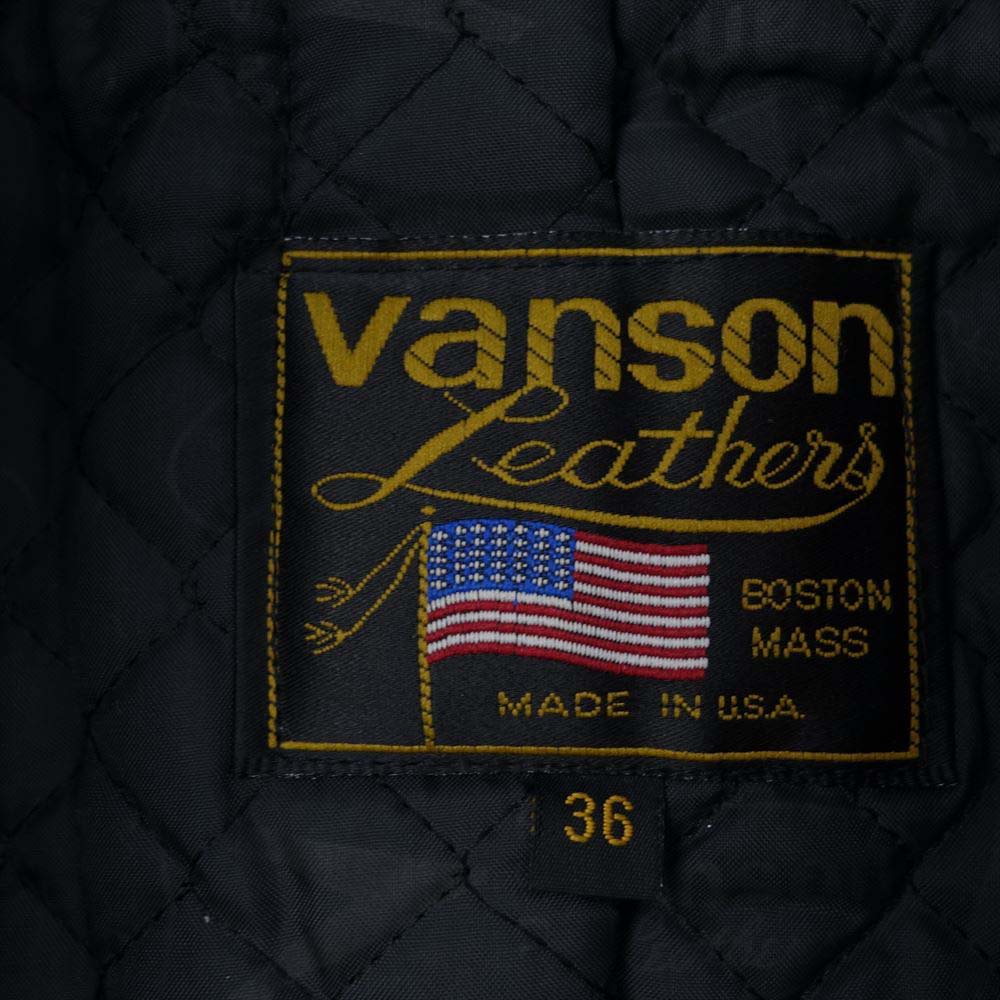 VANSON バンソン TYPE-B シングル ライダース ジャケット ブラック系 36【中古】