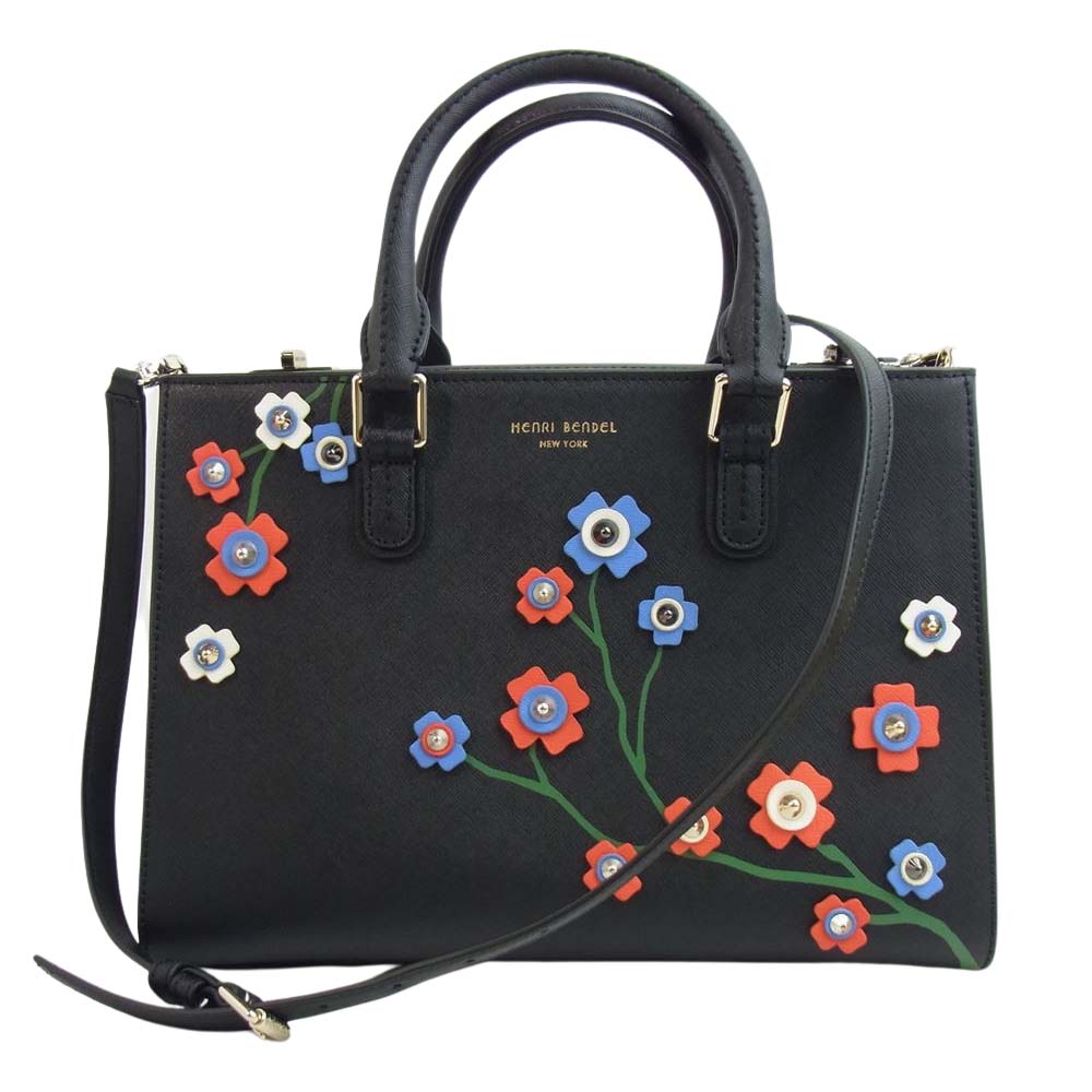 ヘンリベンデル 2way ショルダー ハンドバッグ フラワー モチーフ スタッズ ブラック系【中古】