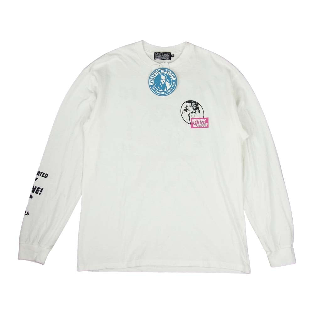 HYSTERIC GLAMOUR ヒステリックグラマー 02213CL05 SUPER FUZZ#4 ガールプリント 長袖 Tシャツ ホワイト系 M【美品】【中古】