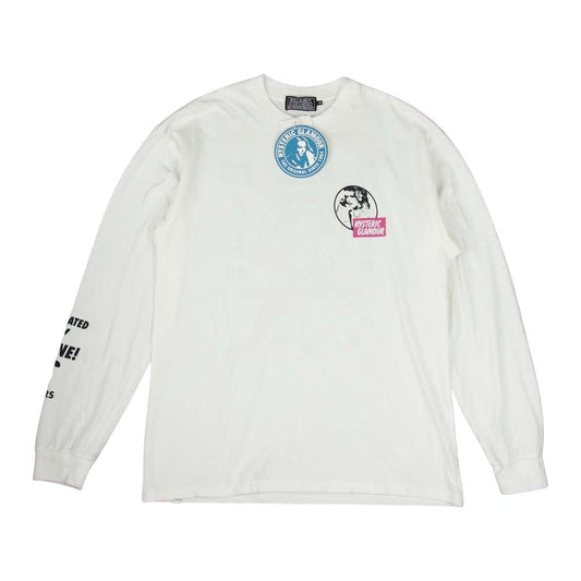 HYSTERIC GLAMOUR ヒステリックグラマー 02213CL05 SUPER FUZZ#4 ガールプリント 長袖 Tシャツ ホワイト系 M【美品】【中古】