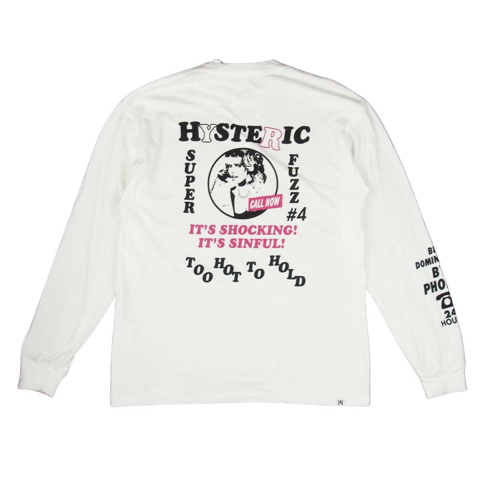 HYSTERIC GLAMOUR ヒステリックグラマー 02213CL05 SUPER FUZZ#4 ガールプリント 長袖 Tシャツ ホワイト系 M【美品】【中古】