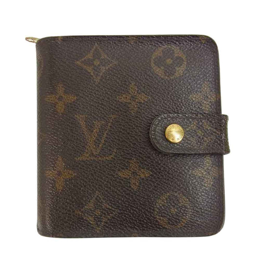 LOUIS VUITTON ルイ・ヴィトン M61667 01年製 モノグラム コンパクトジップ 二つ折り ウォレット ブラウン系【中古】