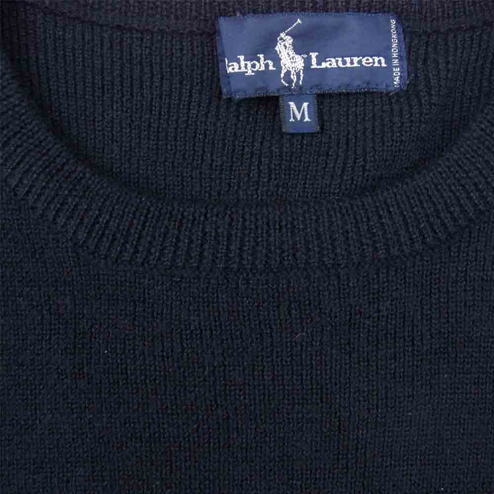 RALPH LAUREN ラルフローレン IMPACT21タグ Knot Embroidery 結び目刺繍 金ボタン エポーレット ウール ニット ネイビー系 M【中古】