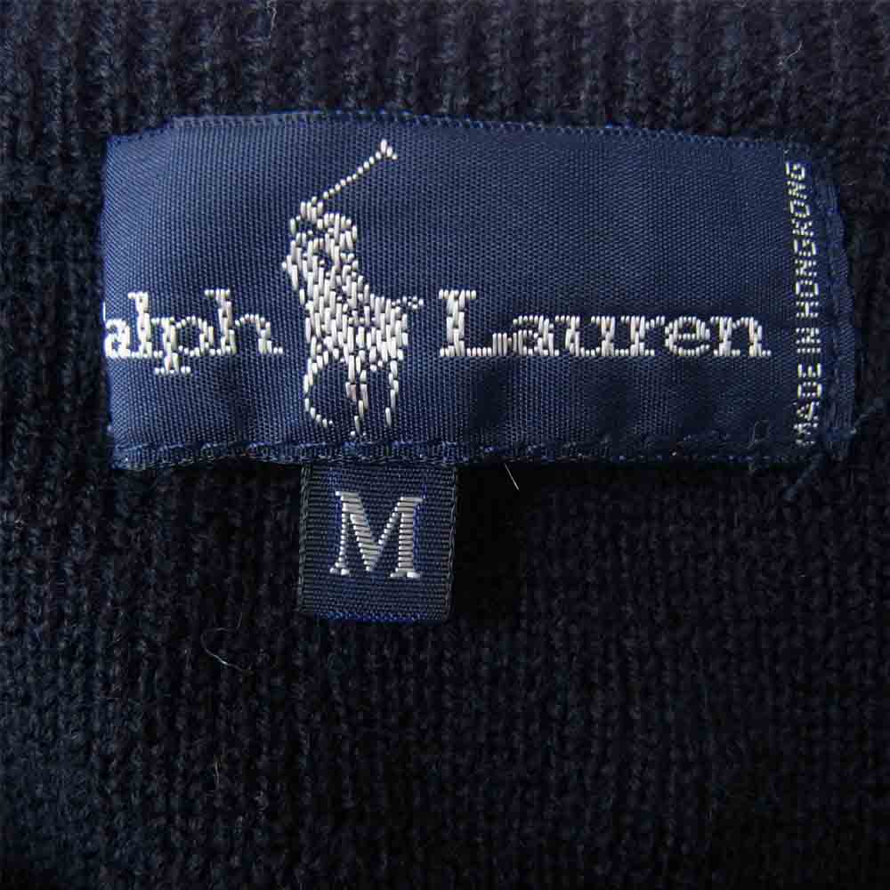 RALPH LAUREN ラルフローレン IMPACT21タグ Knot Embroidery 結び目刺繍 金ボタン エポーレット ウール ニット ネイビー系 M【中古】