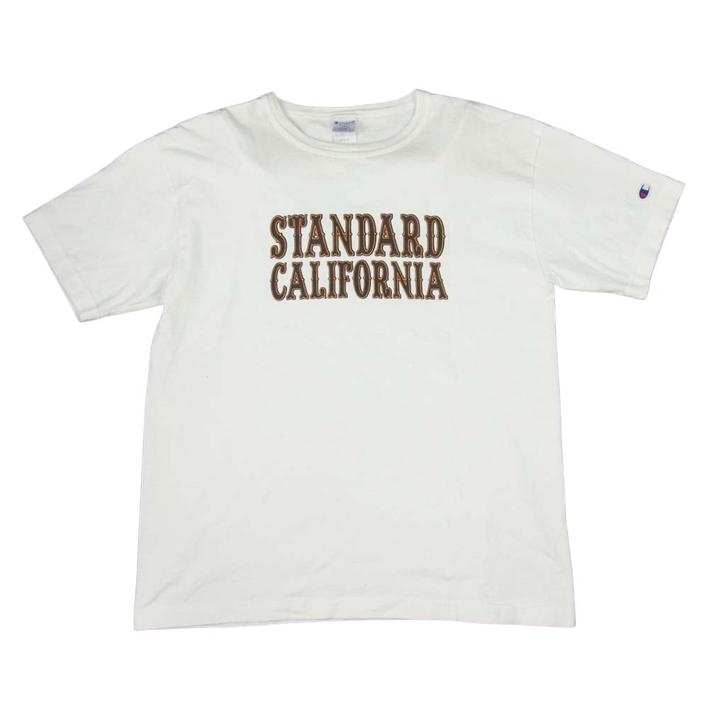 STANDARD CALIFORNIA スタンダードカリフォルニア × Champion チャンピオン USA製 T1011 プリント Tシャツ ホワイト系 L【中古】