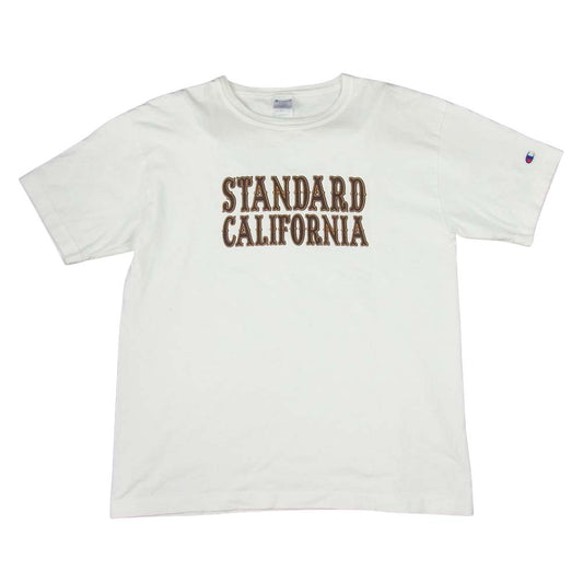 STANDARD CALIFORNIA スタンダードカリフォルニア × Champion チャンピオン USA製 T1011 プリント Tシャツ ホワイト系 L【中古】
