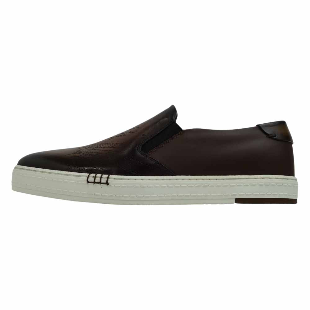 Berluti ベルルッティ S4071-001 カリグラフィ プレイタイム パレルモ レザー スリッポン ブラウン系 9【新古品】【未使用】【中古】