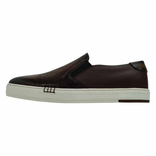 Berluti ベルルッティ S4071-001 カリグラフィ プレイタイム パレルモ レザー スリッポン ブラウン系 9【新古品】【未使用】【中古】