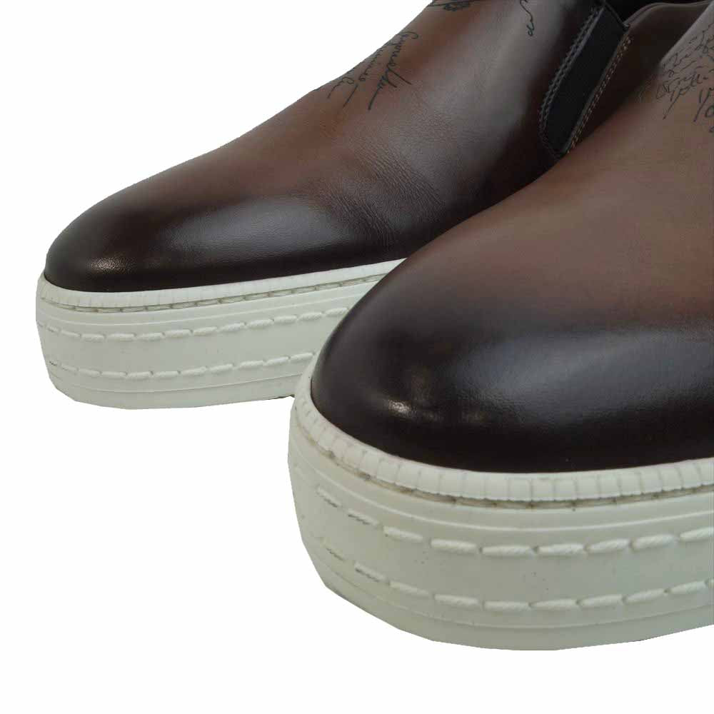 Berluti ベルルッティ S4071-001 カリグラフィ プレイタイム パレルモ レザー スリッポン ブラウン系 9【新古品】【未使用】【中古】