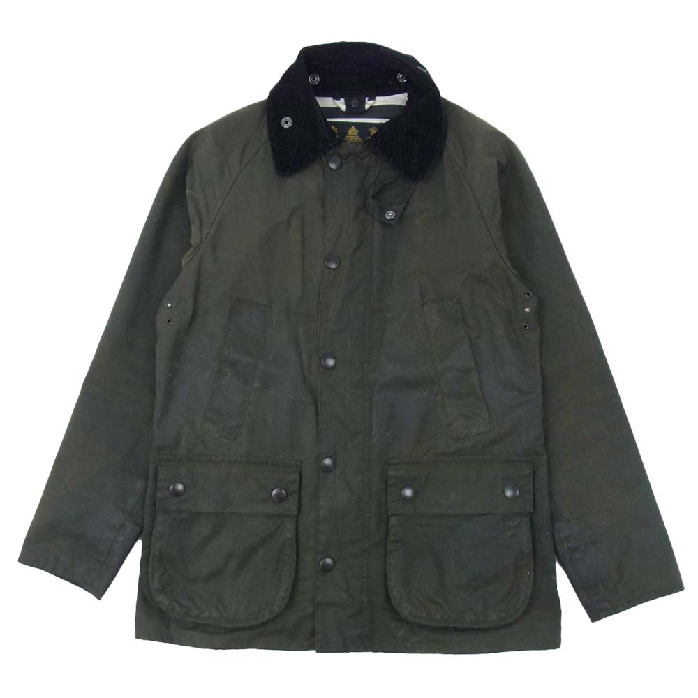 Barbour バブアー 1502085 SL Bedale wax Border Lining ビデイル スリムフィット ワックスコーティング オイルド ジャケット カーキ系 34【中古】