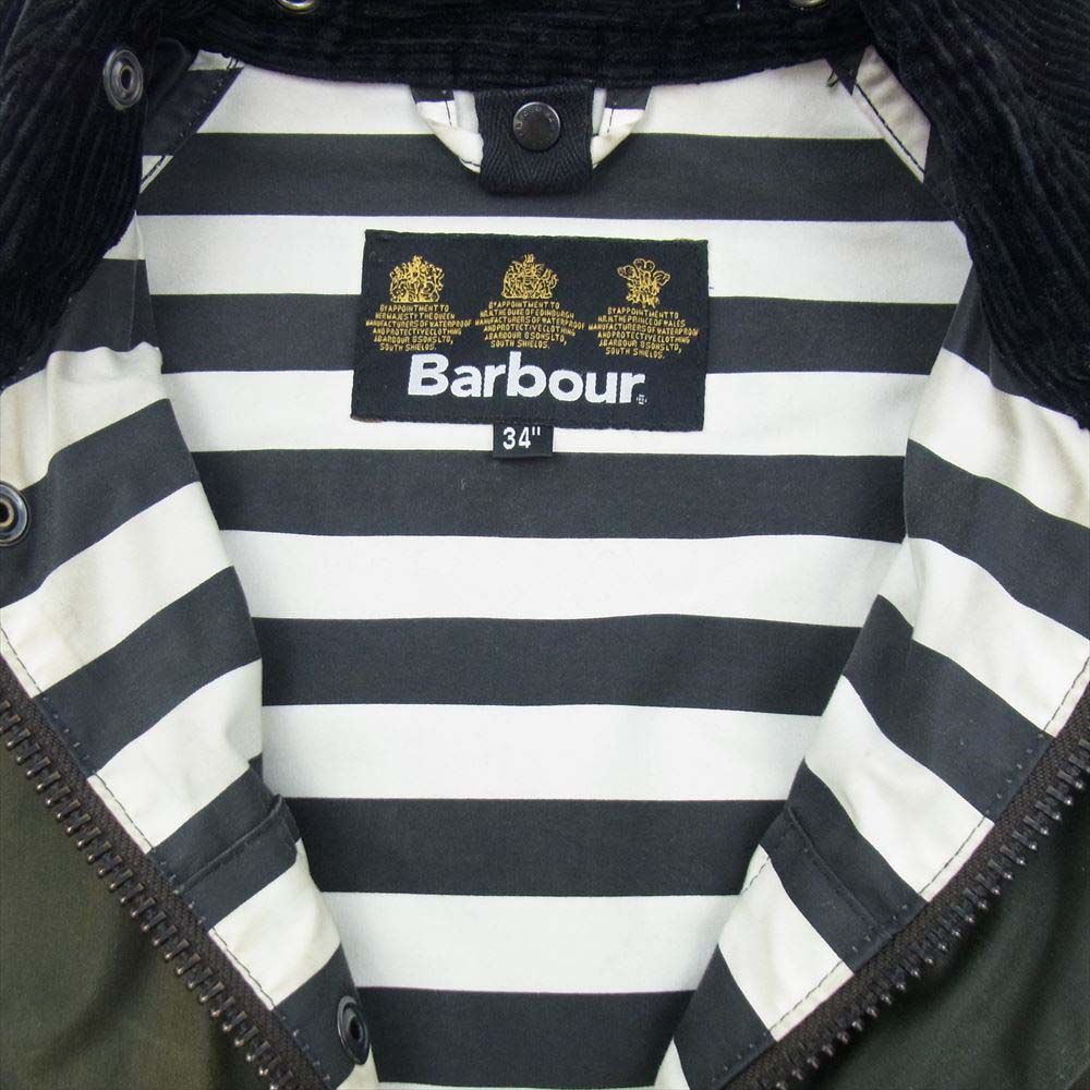 Barbour バブアー 1502085 SL Bedale wax Border Lining ビデイル スリムフィット ワックスコーティング オイルド ジャケット カーキ系 34【中古】