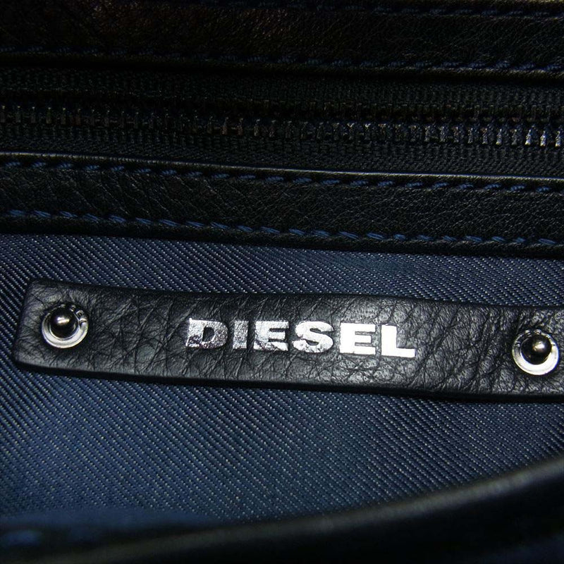 diesel ディーゼル　ジッパー　ハンドバッグ　　グレイ　デニムキャンバス