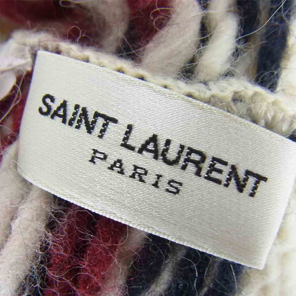 SAINT LAURENT サンローラン 13AW エディ期 国内正規品 カシミヤ混 イヤーフラップ ニットキャップ オフホワイト系【中古】