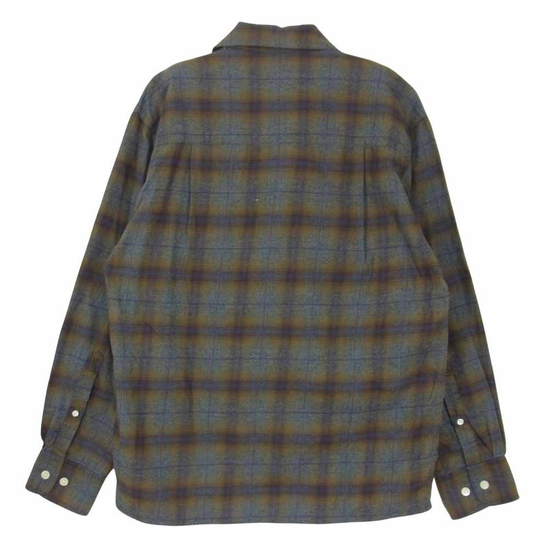 DESCENDANT ディセンダント MILPTAS CHECK LS SHIRT チェック フランネル シャツ カーキ系 1【中古】