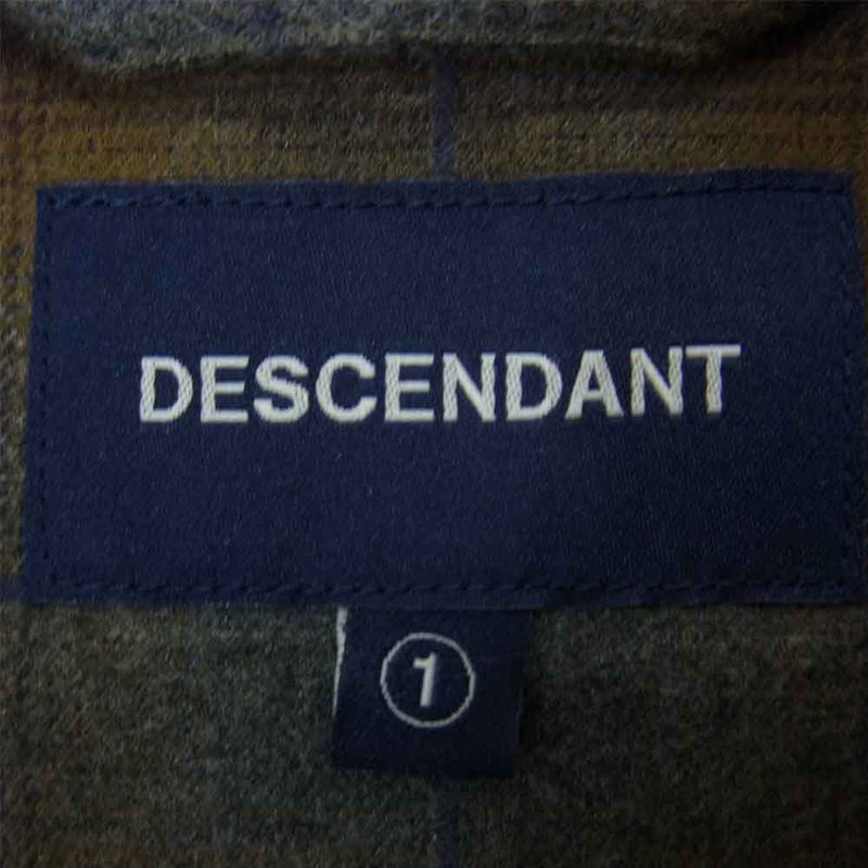 DESCENDANT ディセンダント MILPTAS CHECK LS SHIRT チェック フランネル シャツ カーキ系 1【中古】