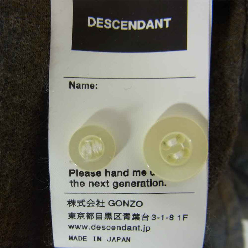 DESCENDANT ディセンダント MILPTAS CHECK LS SHIRT チェック フランネル シャツ カーキ系 1【中古】