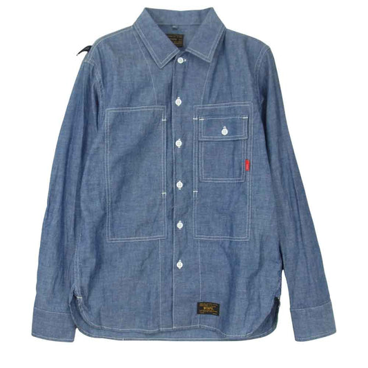 WTAPS ダブルタップス 16AW 162GWDT-SHM11 DECK LS SHIRT シャンブレー ワーク シャツ ブルー系 1【中古】