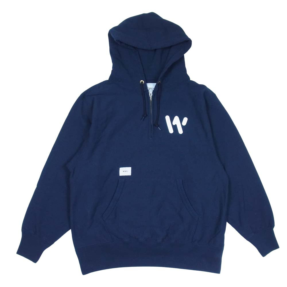 WTAPS ダブルタップス 19SS 191ATDT-CSM22 OUTRIGGER ハーフジップ スウェット パーカー ネイビー系 1【中古】