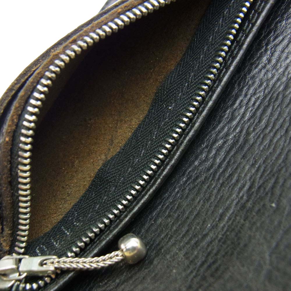 CHROME HEARTS クロムハーツ（原本無） 1ZIP 1ジップ フローラル ボタン レザー ウォレット ブラック系【中古】