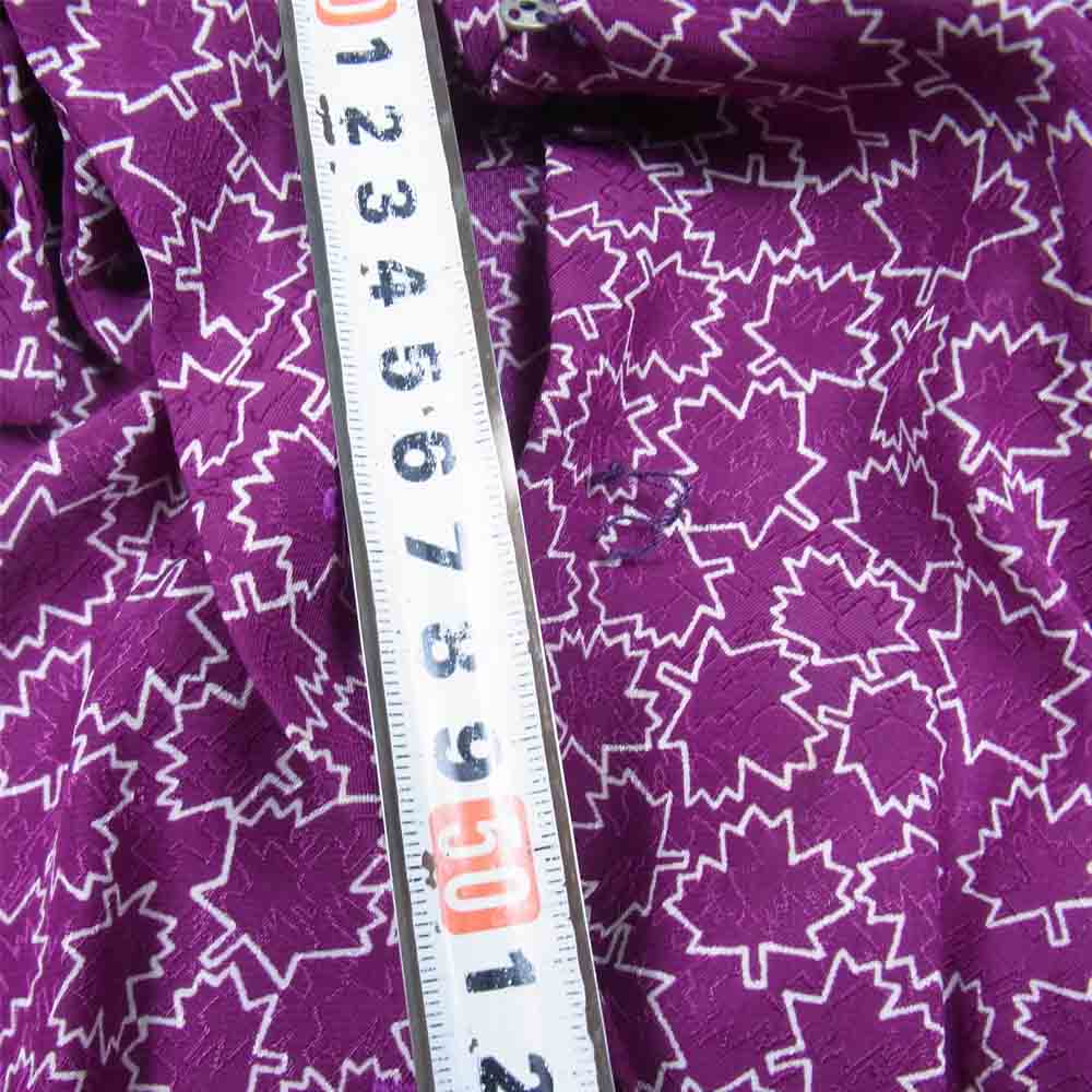 NINA RICCI ニナリッチ カエデ柄 リボン ブラウス 総柄 長袖 パープル系 11【中古】