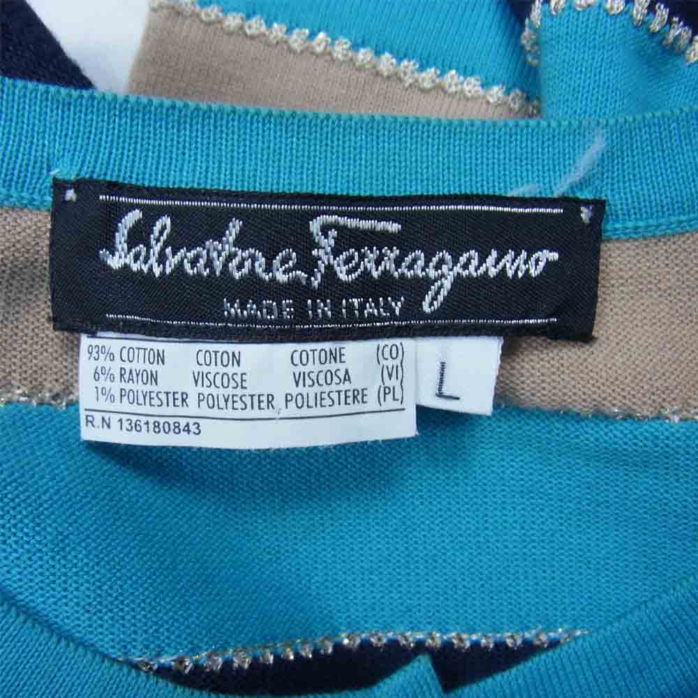 Salvatore Ferragamo サルヴァトーレフェラガモ イタリア製 レーヨン混 ヘンリーネック ニット セーター マルチカラー系 L【中古】