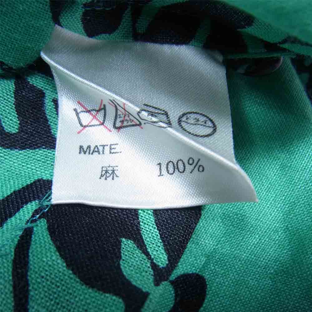 NINA RICCI ニナリッチ リネン100％ フラワー柄 リボン ブラウス リネン グリーン系 11【中古】