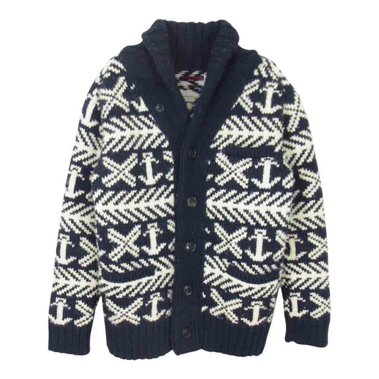 BLUE BLUE ブルーブルー 錨柄 ショールカラー カウチンセーター ネイビー系 M【中古】