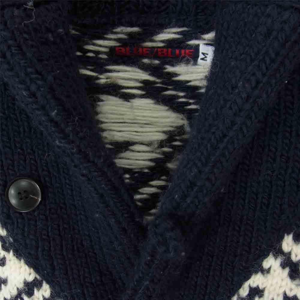 BLUE BLUE ブルーブルー 錨柄 ショールカラー カウチンセーター ネイビー系 M【中古】