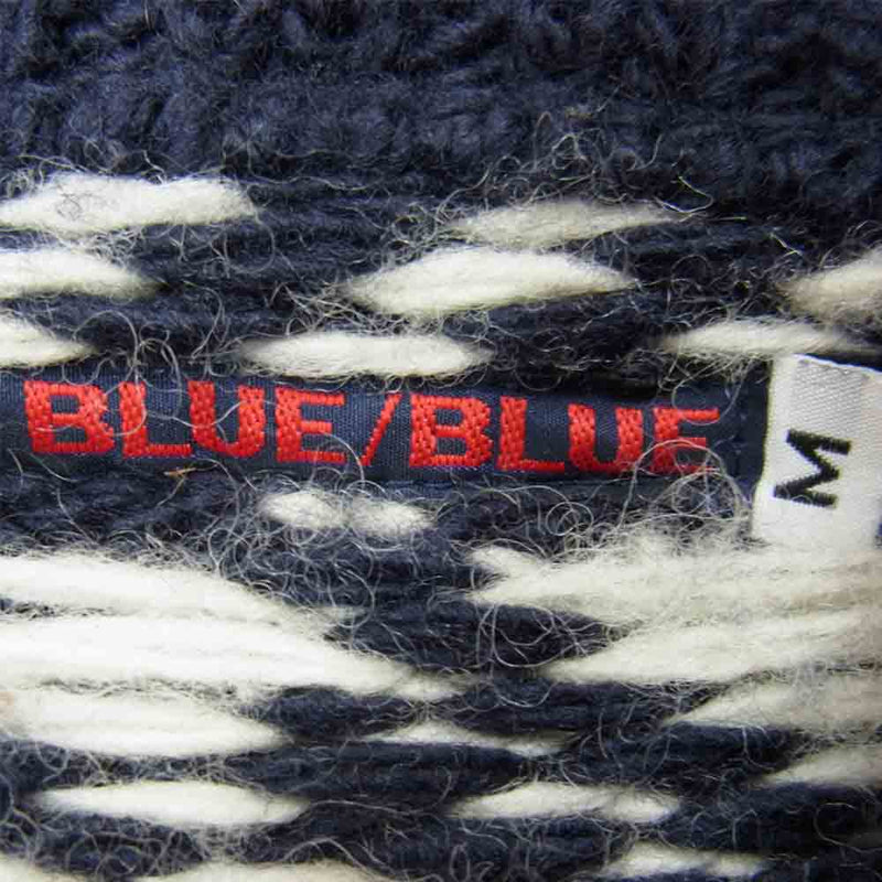 BLUE BLUE ブルーブルー 錨柄 ショールカラー カウチンセーター ネイビー系 M【中古】